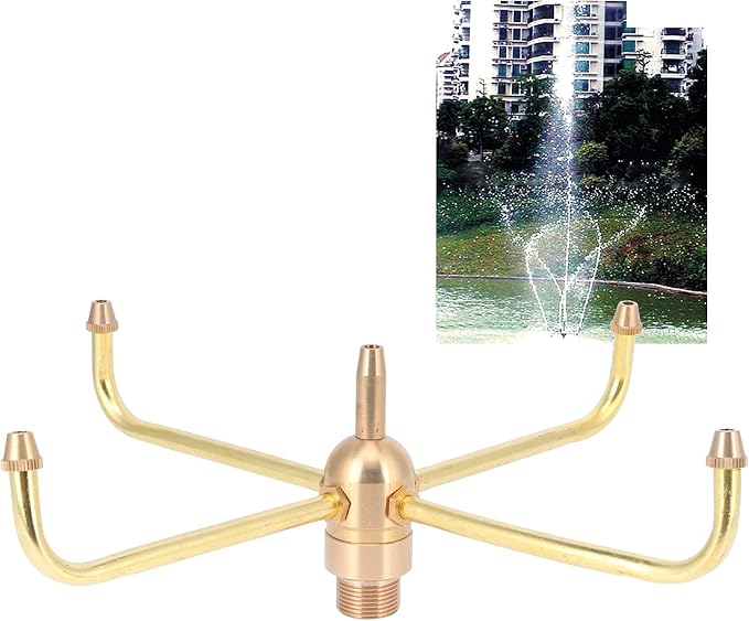 Water Fountain Nozzle,G1/2 Female Thread G3/4 Male Thread,4 Arm Rotate Water Fountain Nozzle Spray Head Sprinkler,Sprayer Fountain Nozzle for Garden, Ponds, Tabletop Fish Ponds