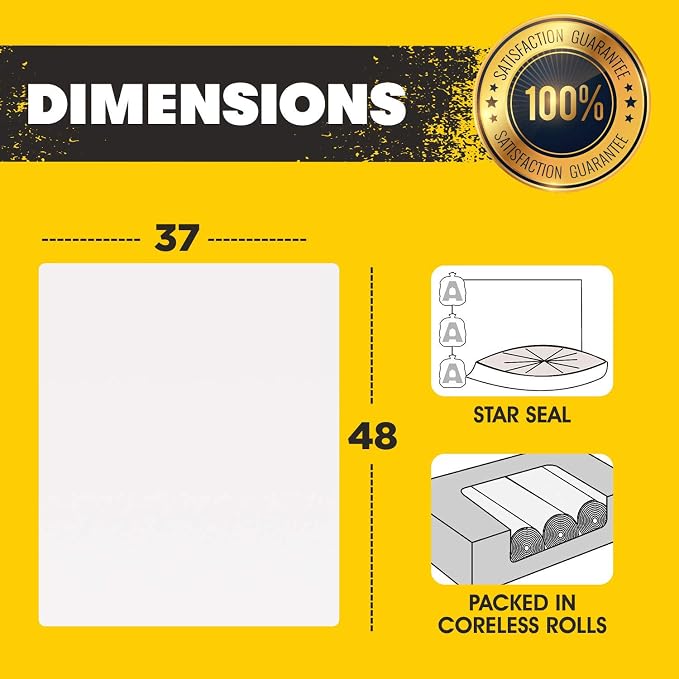 Aluf Plastics 44 Gallon 1.5 MIL (eq) Clear Heavy Duty Garbage Bags - 37" x 48" - Pack of 100 - For Industrial, Recycling, Storage, & Outdoor