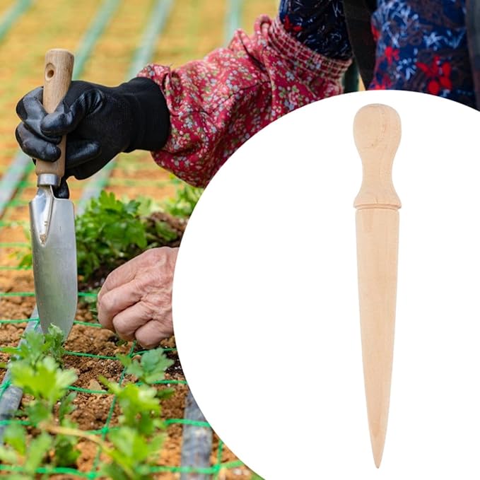 Sow Dibbler Wooden Garden Hole Punch Tool for Bulbs & Seeds