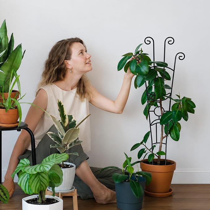 32.6in Plant Trellis for Climbing Plants Indoor, Expandable Large Metal Trellis for Potted Plants, Heavy-Duty Tall Pothos Plant Climber Support for Ivy Pothos Hoya Monstera, 4P