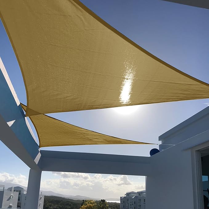 SUNNY GUARD Custom Size 18'x26'x26' Triangle Sand UV Block Sunshade for Backyard Yard Deck Patio Garden Outdoor Activities and Facility(Customized)