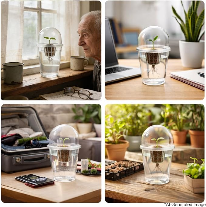 12 Pack Transparent Hydroponic Cups with Humidity Domes, 5in1 Hydroponics Growing System Kit, Clear Self Watering Planters for Indoor Plants, Herbs, Seed Starting, Root Monitoring