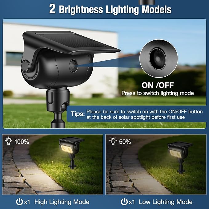 Solar Lights Outdoor, Motion Sensor Outdoor Solar Spotlights Waterproof, Outside Wall Lights, Outdoor Lights Solar Powered for Garden/Patio/Yard/Lawn/Backyard, Warm Yellow Light, 4 Packs