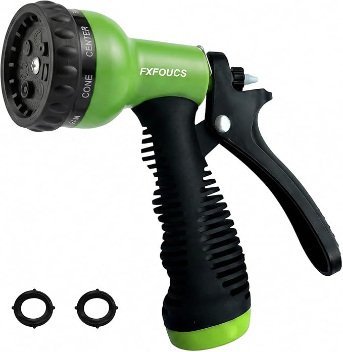 Garden Hose Nozzle Sprayer-This High Heavy-Duty Spray Nozzle Offer 9 Watering Patterns for Watering Plants,Lawns &Gardens,Washing Cars,Household Cleaning and Showering Pets (Green-dark)