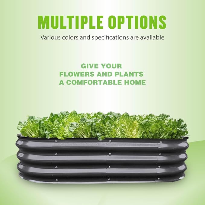 GrowHaus 4x2x1ft Galvanized Raised Garden Bed, Planter Boxes Outdoor Metal Garden Beds for Planting Vegetables Flowers Herbs Dark Gray
