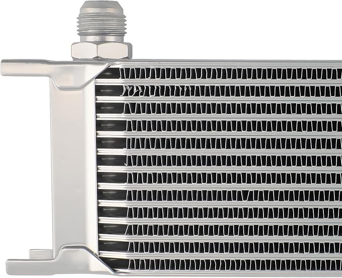 maXpeedingrods Universal 13 Row 10AN Transmission Engine Oil Cooler Kit, Radiator Oil Cooler Condenser, Stacked Plate Aluminium Alloy Black Engine Transmission, Silver