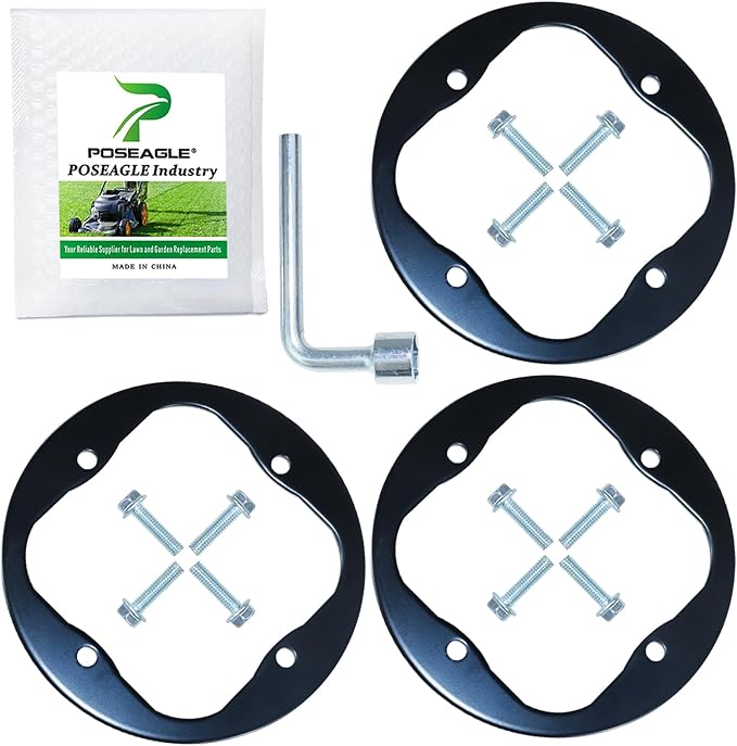 3 Pack Upgraded High-Strength Deck Spindle Reinforcement Rings with Mouting Bolts and L Shaped Angled Hex Socket Wrench for Cub Cadet, MTD, Troy-Bilt All Series Lawn Tractors and Lawn Mowers