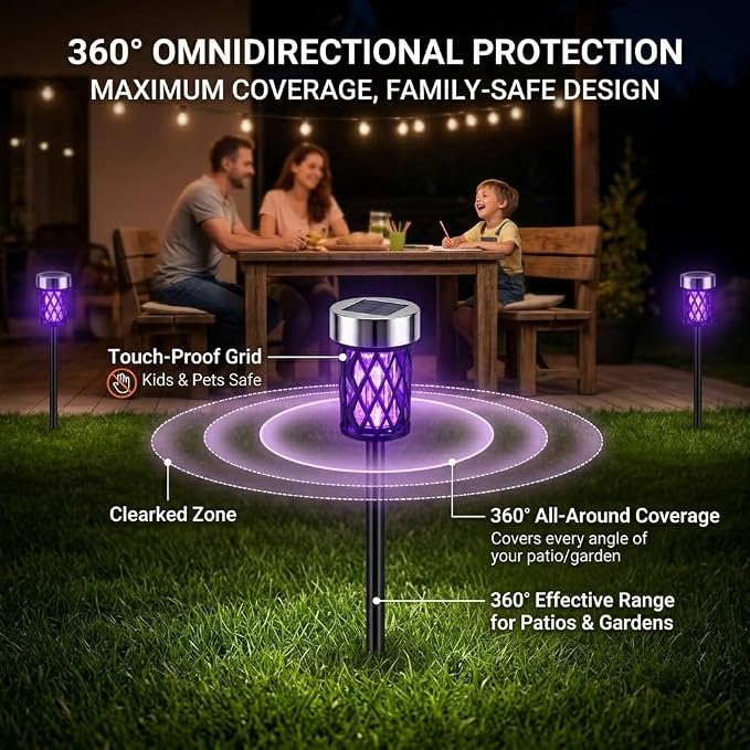 4 Pack Solar Bug Zapper Outdoor Waterproof Mosquito Repellent Outdoor Patio Mosquito Trap & Killer for Moths, Gnats, Flies, Small Flying Insect, Solar Powered Fly Zapper for Garden, Patio, Backyard