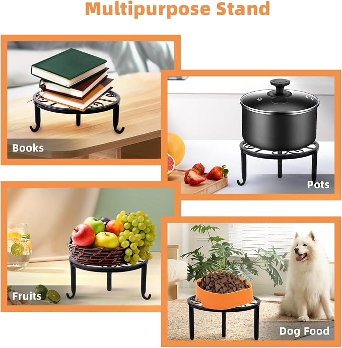 6-Pack Metal Plant Stand,Heavy Duty Flower Pot Stands for Multiple Plant,Outdoor Anti-Rust Plant Pot Shelf, Round Plant Holder for Outdoor/Indoor Planter, Living Room, Balcony Decor (6PACK BLACK)