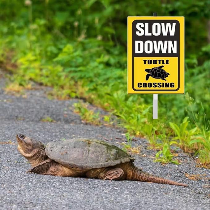 Slow Down turtle Crossing yard Sign for Street Rustproof Reflective Aluminum Caution Drive Slowly Watch for turtle Sign Garden Animal Sign for Neighborhoods