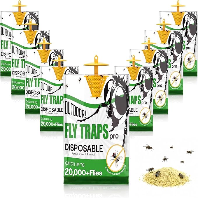 9 Pack Fly Traps Outdoor Hanging, Portable Disposable Fly Catcher, Add Water Outdoor Flying Insect Trap Fly Traps for Patio, Backyard, Ranch & Garbage Areas