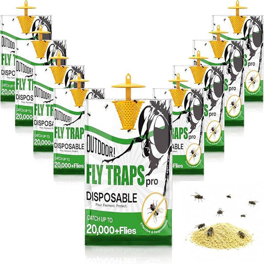 9 Pack Fly Traps Outdoor Hanging, Portable Disposable Fly Catcher, Add Water Outdoor Flying Insect Trap Fly Traps for Patio, Backyard, Ranch & Garbage Areas