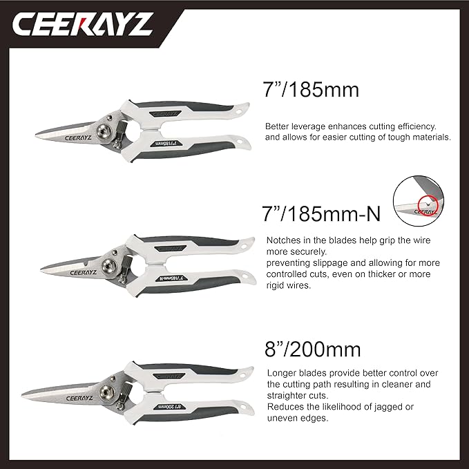 7" Scissors All Purpose, Heavy Duty, Multipurpose, for DIY Projects, Office, Production Lines, Pruning, with Protective Sheath and Magnetic Holder (White/Gray)