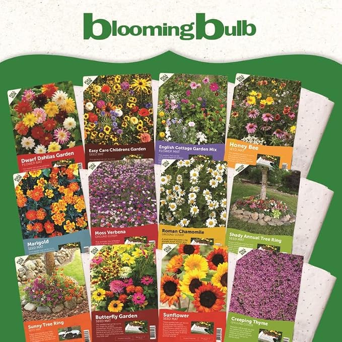 BloomingBulb Seed Mat - Easy to Plant and Grow Garden Seeds - Creates Fragrant, Vibrant Flower Garden – Customizable Flower Beds- English Cottage Garden Mat