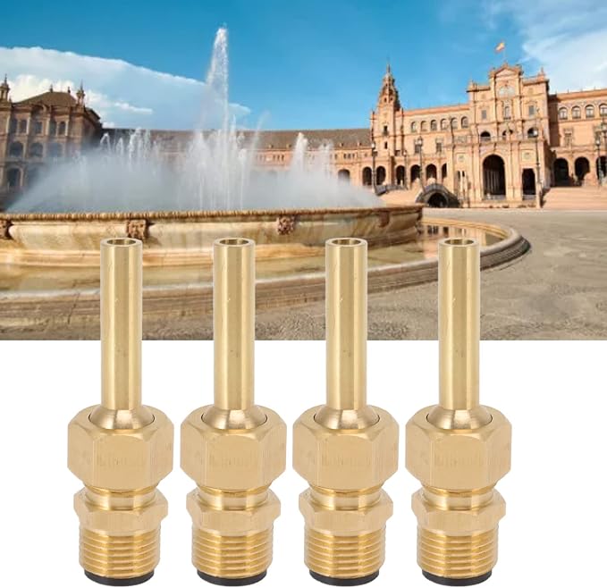 4 PCS Large Hexagonal Fountain Nozzles, Copper Direct Jet Waterscape Nozzle with Male Thread Adapter for Garden Pond Amusement Parks Museum (G1/2)