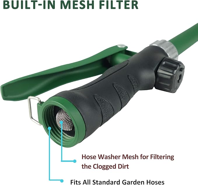 Watering Wand for Hanging Baskets & Windows, Lightweight 6-Spray Wand, Ergonomic Nozzle for Garden, Patio, Car Cleaning (Green, 24 Inch)