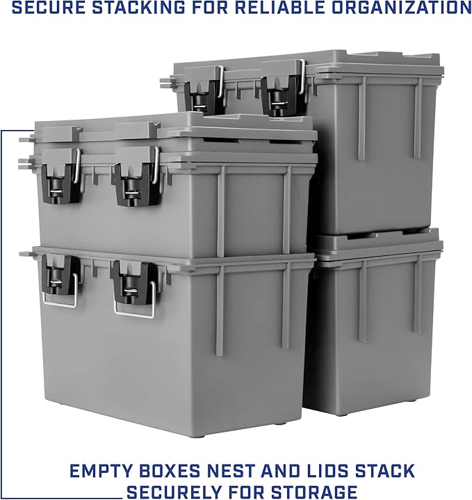 Sheffield 12766 XL Storage Bins With Lids, Stackable Storage Bins, Lockable Containers with Lids, Plastic Containers for Home, Classroom, and Dorm