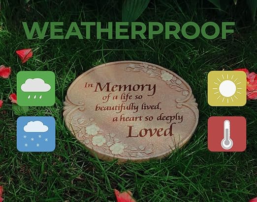 Luminous Memorial Stone - Memorial Stepping Stone - in Memory of Loved One Gifts - Memorial Gifts (Luminous Memorial Stones as Sympathy Gifts for the Loss of a Loved One)
