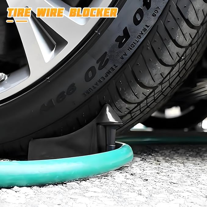 4PCS Car Hose Guide, Vehicle Detailing Cleaning Tools Hose Guides Preventing Wash Stuck Under The Tires, Automotive Wheel Rolling System Tool for Washing, Universal Fit (Black)