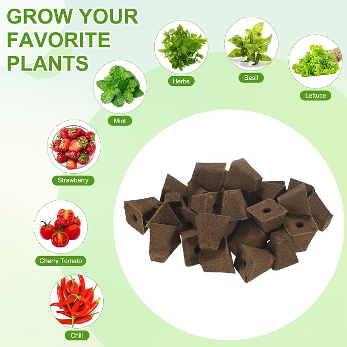M METERXITY 20-Pack Grow Sponges, 1.4x1x1.5 Inch Replacement Root Growth Sponges Seed Pods for Plant Rooting/Seed Germination/Hydroponic Gardens System Supplies, Starter Plug for Seeds