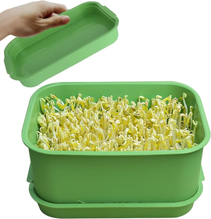 Microgreens Growing Trays, Free PP Soil-Free Sprouting Tray Stackable Space-Saving Planting Pot for Growing Bean Sprouts, Broccoli, Alfalfa & MicrogreensSprouts Kit