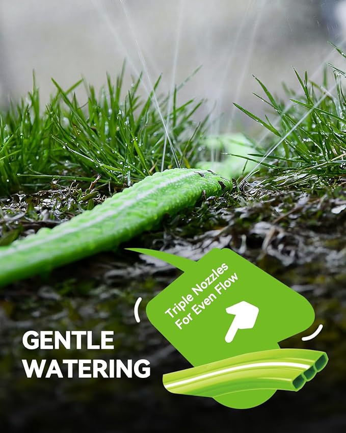 RAINPOINT Sprinkler Hose with Holes 30FT, Flat Soaker Hose with Stakes, Lightweight Water Irrigation Sprinklers System for Garden, Lawn and Yard(15FT, 2Pack)