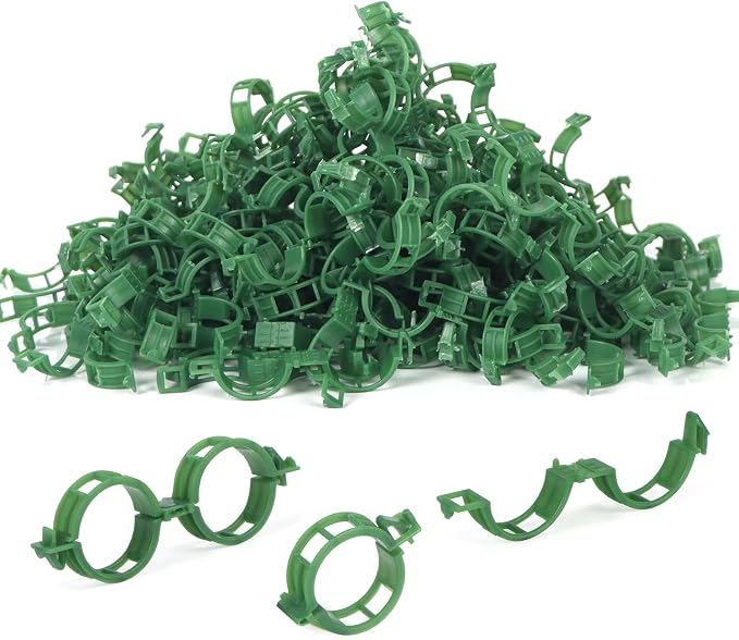 Aipker Tomato Clips, 200Pcs Plant Support Clips Garden Clips for Climbing Plants, Tomato Clips for String Trellis, Trellis Clips for Plants Support- Green