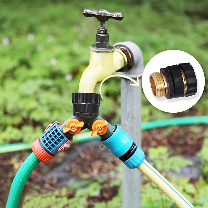 Dalmbox Garden Hose Quick Connector, 3/4" Male and Female Quick Release Garden Hose Connect Fittings With 2 Rubber Washers,2 sets