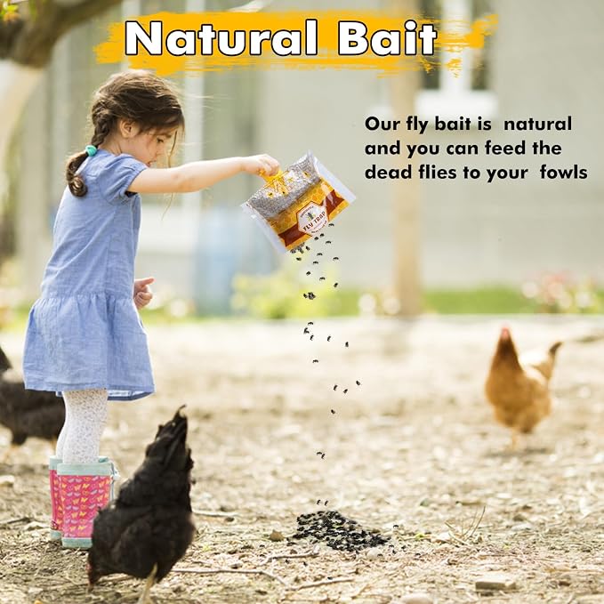 8 Pack Fly Traps Outdoor Hanging for Patio, Flies Bags Outdoor Disposable with 30g Bait, Bug Fly Hunter Catcher Killer Control for Barn Horse Ranch Chicken Coop
