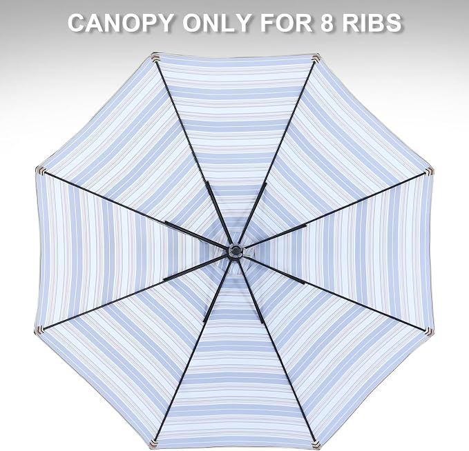 MASTERCANOPY Patio Umbrella 10 ft Replacement Canopy for 8 Ribs-Black and Red stripe Canopy Only