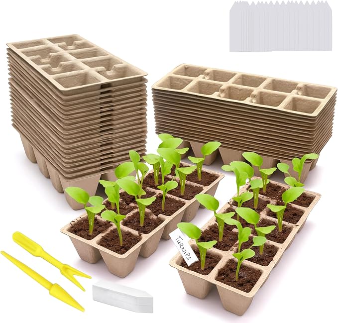 360 Cells Seed Starter Tray, 36 Pack Germination Peat Pots with 100 Labels, Plant Starter Kit for Seedlings