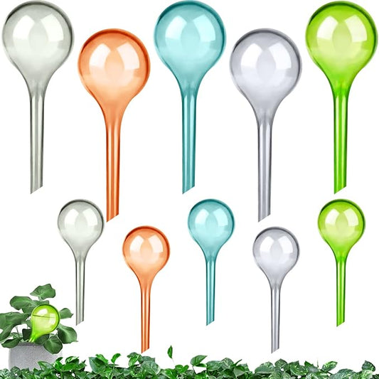 10 Pcs Plant Watering Globes Colored 2 Size Self Watering Globes Automatic Watering Bulbs Plastic Plant Water Globes Drip Irrigation Device for Indoor Outdoor Plants