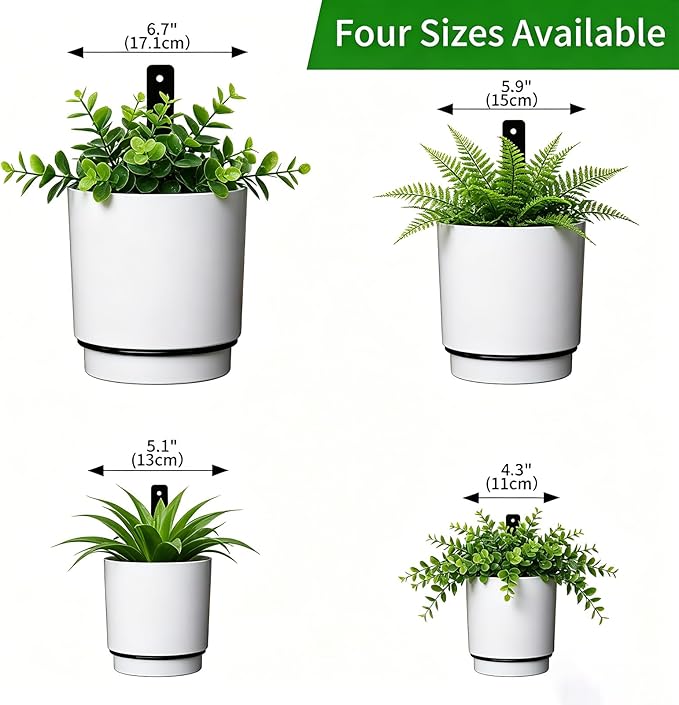 2 Pcs Wall Mounted Hanging Planter Vase for Indoor Outdoor Plants,Modern Metal Wall and Ceiling Hanging Flower Pot with Removable Flower Pot,Minimalist Decor for Herbs Succulents Flowers,6.7Inch,White