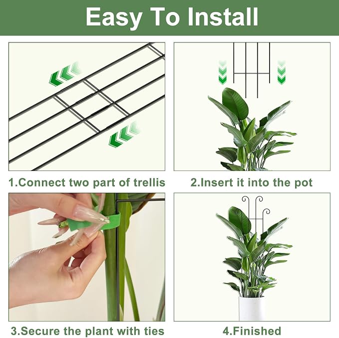 32.6in Tall Plant Trellis Indoor, Metal Garden Trellis for Climbing Plants, Expandable Trellis for Potted Plants for Ivy Pothos Hoya Monstera, 2 Pack