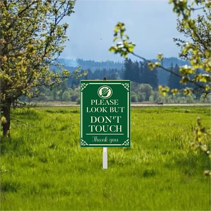 Please Look but Don't Touch yard Sign With Stake,Protecting Fruits Yard Sign,Garden Sign With Stake Garden Farm Decor Fence Yard Outdoor For Private property(8x12in)