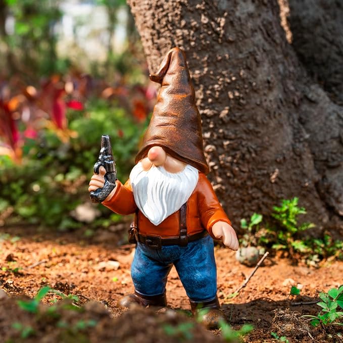 Funny Garden Gnome Statues 7", Armed Gnomes Tactical Guarding Gnomes Figurine with Weapon for Outdoor Yard Home Office Decor - Gifts for Men Dad Women Birthday Christmas