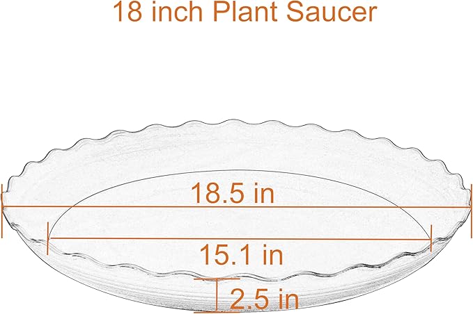 2 Pack Plant Saucer 18 inch, Heavy Duty Plastic Plant Saucers, Durable Plant Tray for Pots, Flower Saucers for Indoors, Plant Pot Saucers, Trays for Planter (White)