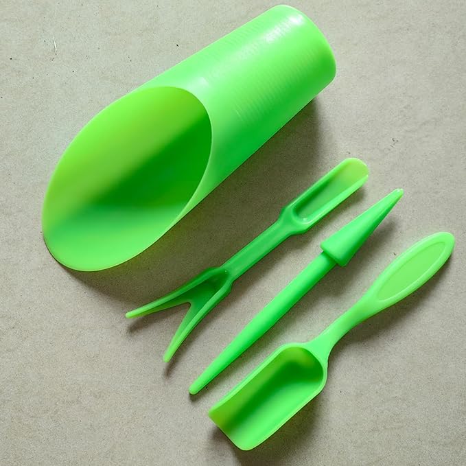 Soil Scoop for Indoor Plants - Plastic Mini Garden Plant Care Shovel Hand Tools Transplanting Succulent Cultivation Digging Scoops Kits, Green