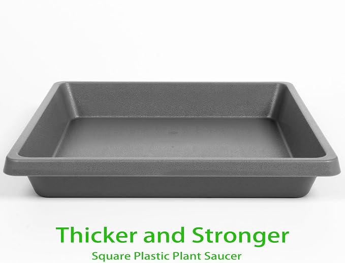 Square Plant Saucer 10 Inch 4 Pack, Plant Drip Trays and Flower Pot Saucers，Doubles Plant Water Catcher Tray, Plant Trays for Indoors No Holes, Plant Drainage Tray Saucers for Potted Plants