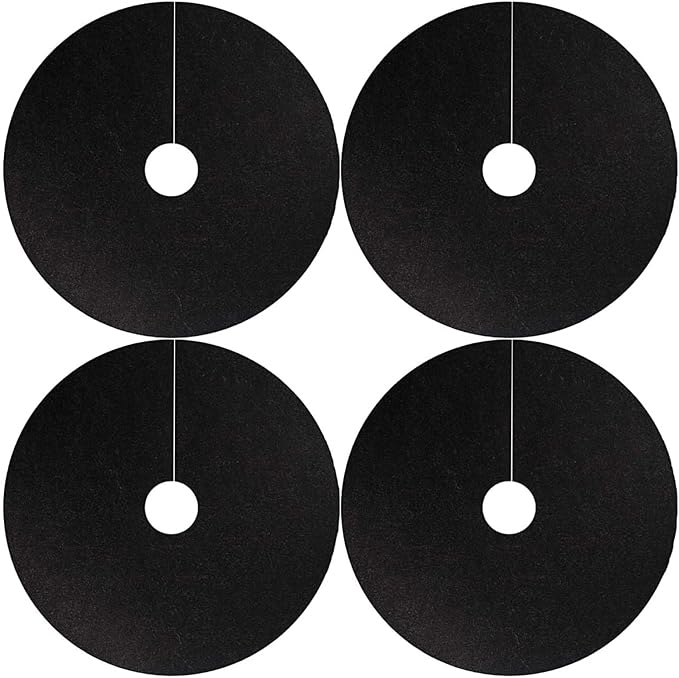 4 Pack 40.15 Inch Non-Woven Tree Mulch Ring - Degradable Tree Protector Mat, Biodegradable & Reusable Tree Mulching Ring for Landscaping, Weed Control, and Root Protection（Black）