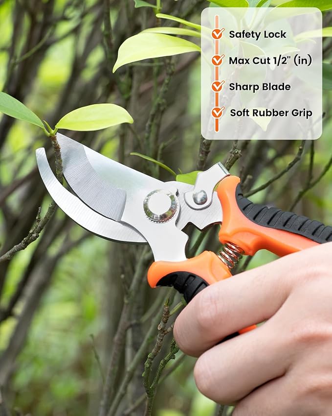 7-Piece Gardening Tools Set, Heavy Duty Stainless Steel Hand Tools with Blakc Tote Bag - Ergonomic Non-Slip Grip for Planting, Weeding & Digging