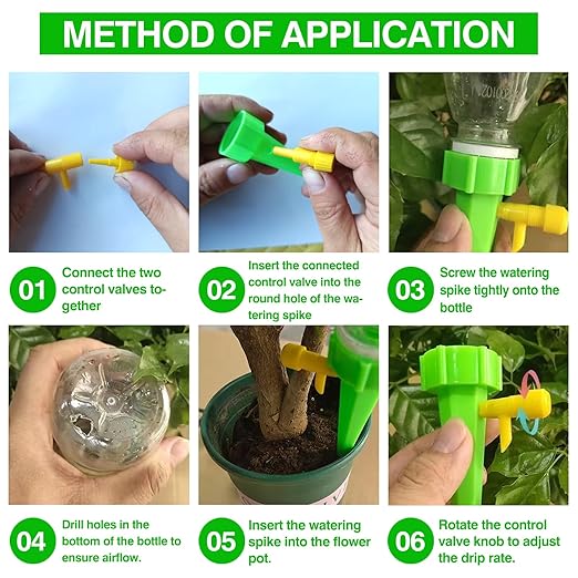 20 Pack Self Watering Spikes for Plant,Indoor & Outdoor Automatic Plants Waterer,Plug-in Device with Adjustable Valve Switch, Self Watering Planter Insert (10 Blue+10 Green)