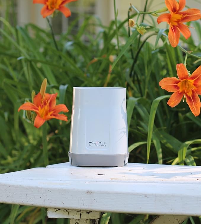 AcuRite Wireless Rain Gauge with Self-Emptying Rain Collector with Rainfall History, Alerts, and Current Date and Time (02446M)