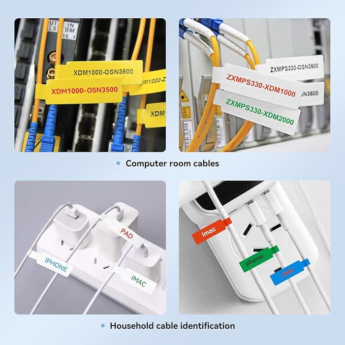 NIIMBOT Thermal Transfer Cable Labels 0.49" x 4.29", Only for N1(B18) Label Maker, PET Material, Waterproof and High-Temperature Resistance, Long Storage Time, 1 Roll of 60, Blue