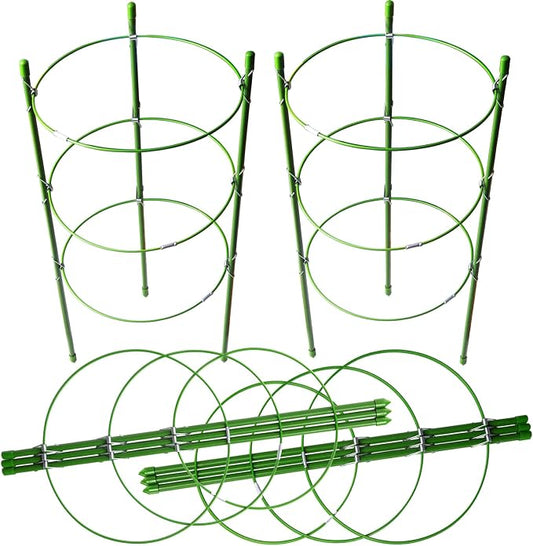 LEOBRO 4 PCS Metal Plant Cages, Tomato Cages, Metal Garden Plant Supports, Plant Trellis, Plant Stakes for Tomato, Climbing Plant, Flower, Seedlings, 17.7" High, 7.1"/7.87"/8.66" Inner Diameter