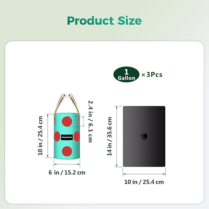 3 Pack Hanging Strawberry Planter Bags, 1 Gallon Hanging Grow Bags with Bottom Planting Hole, Thickened PE Strawberry Pot for Vegetables Herbs Tomatoes