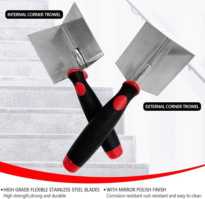 Drywall Corner Tool 2pcs/Set, Stainless Steel Sheetrock External Corner Trowel & Internal Corner Trowel
