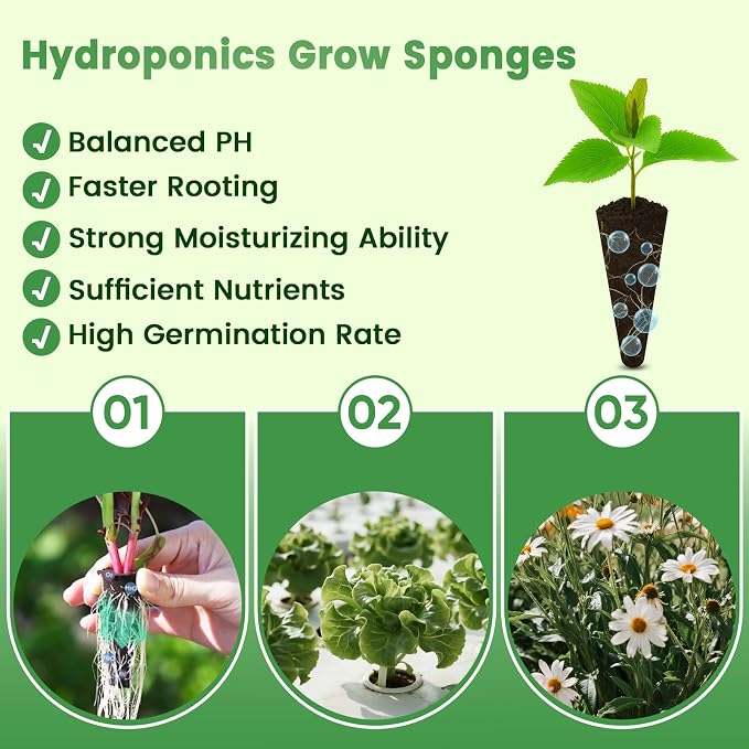 201Pcs Hydroponic Pods Kit | Compatible with Aerogarden, 50 Grow Sponges & Labels, 50 Baskets & Domes, 1 Tweezers, For Vegetables, Herbs, Lettuce
