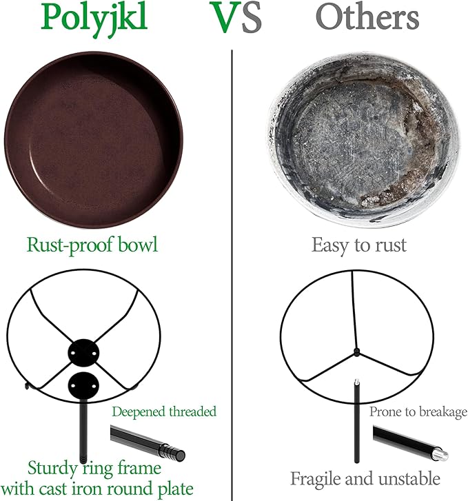 3" Deep Metal Bird Bath for Outdoors 40in Tall, Removable 13" Dia Birdbath Bowl with Stable Stake, Vintage Birdbaths and Bird Feeders for Outside Garden Yard Patio Lawn Decor(Antique Bronze)
