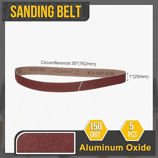 1 x 30 Inch Sanding Belt, 5 Pcs 150 Grit Knife Sharpener Belts Work Sharpening for Belt Sander Knife Carving Tool Metal Working